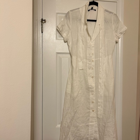 Quince White Linen Midi Dress with Belt Size XS Perfect for Summer - Picture 4 of 5